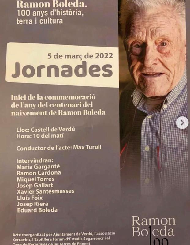 Actes de commemoració del centenari del naixement de Ramon Boleda - Verdú
